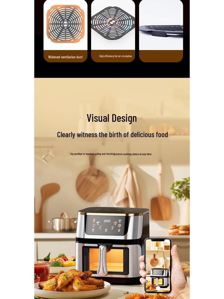 Умная аэрофритюрница из нержавеющей стали, Большая вместимость, Стандарт США