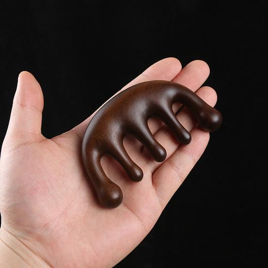 Деревянная расческа для массажа кожи головы с широкими зубцами, натуральный сандал, снятие стресса, подарок для роста волос, вьющиеся волосы