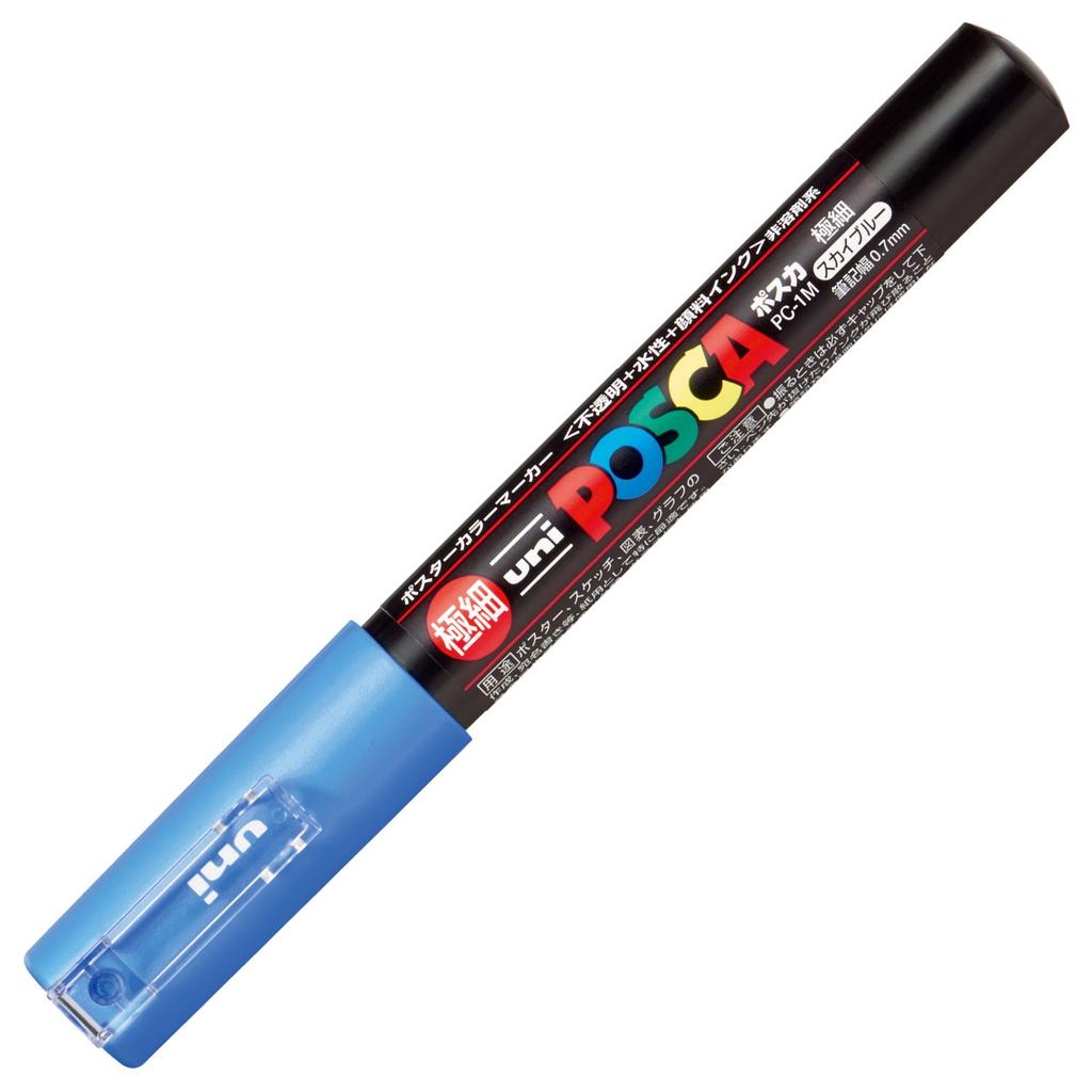 Mitsubishi Pencil Uni Posca Sign Extra Fine Sky Pack of 10 Water-Based Pens, Point, Blue, PC1M.48,