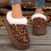 Мода Модные зимние ботинки на платформе с леопардовым принтом для женщин, удобные зимние ботинки из искусственного меха, женские нескользящие теплые ботильоны на толстой подошве 2024