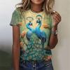 Fashion Retro Peacock Feather 3d Print T Shirts For Woman Harajuku Personality Short Sleeve Tshirt Female Colorful O-neck Tops