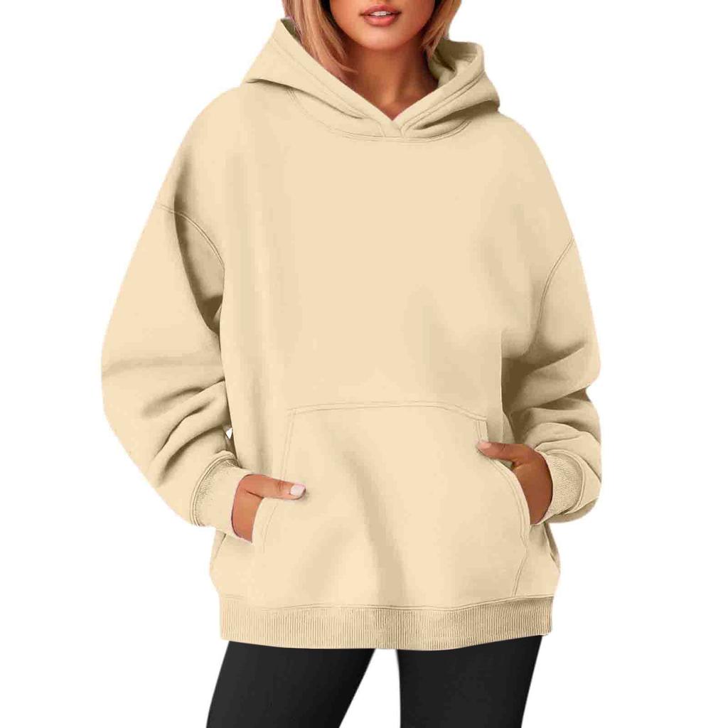 Women's O-neck Long Sleeve Top Solid Color Hoodie Crewneck Sweatshirts Long Sleeve Solid Color Top Sweatshirts