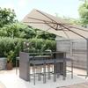 VidaXL 9-piece Garden Bar Set with Grey Poly Rattan Cushions, Bar Table Set, Bar Table and Chair, 3187624