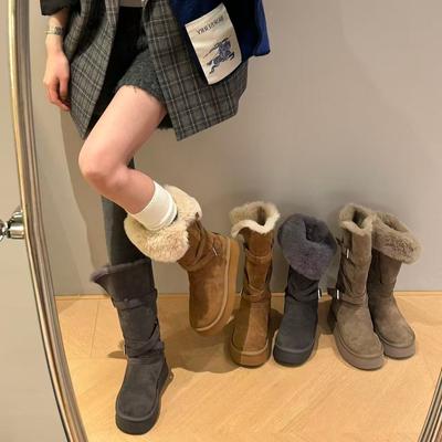 Женские модные легкие перекидные складные толстая подошва зимние теплые сноубутсы с ножной петлей меховые одни нескользящие спортивные хлопковые ботинки для отдыха