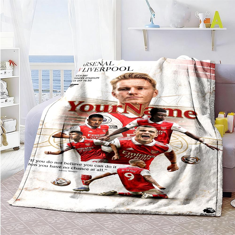 Arsenal Customize Text Blanket Cozy Personalized Blanket Durable Comfort Perfect for Office Couch Picnics Bed Ideal for All Seasons