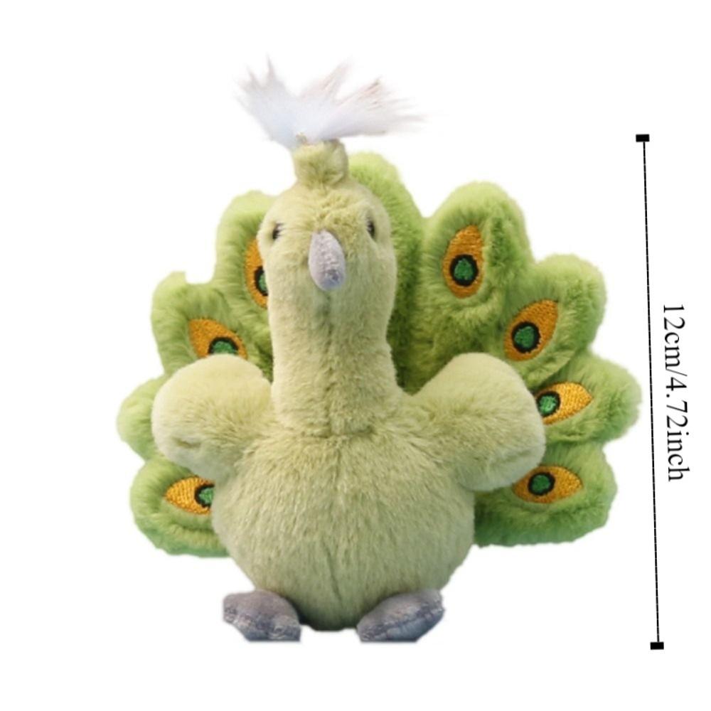 PP Cotton Peacock Doll Plush Keychain Fluffy Collection Peacock Plush Key Ring Comfortable Cartoon Stuffed Animal Bag Pendant
