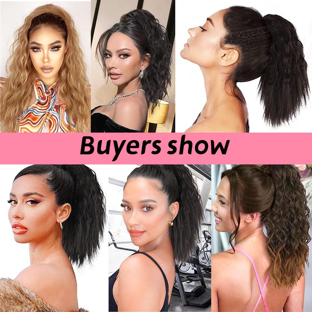 LISI HAIR Синтетические короткие вьющиеся волнистые заколки для волос на завязках из волокон для женщин, естественные волнистые хвостики