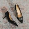 2172-3 Pointed Satin French Stilettos Women's High Sense Commuter Work Shoes Banquet Temperament Dress Wedding Shoes