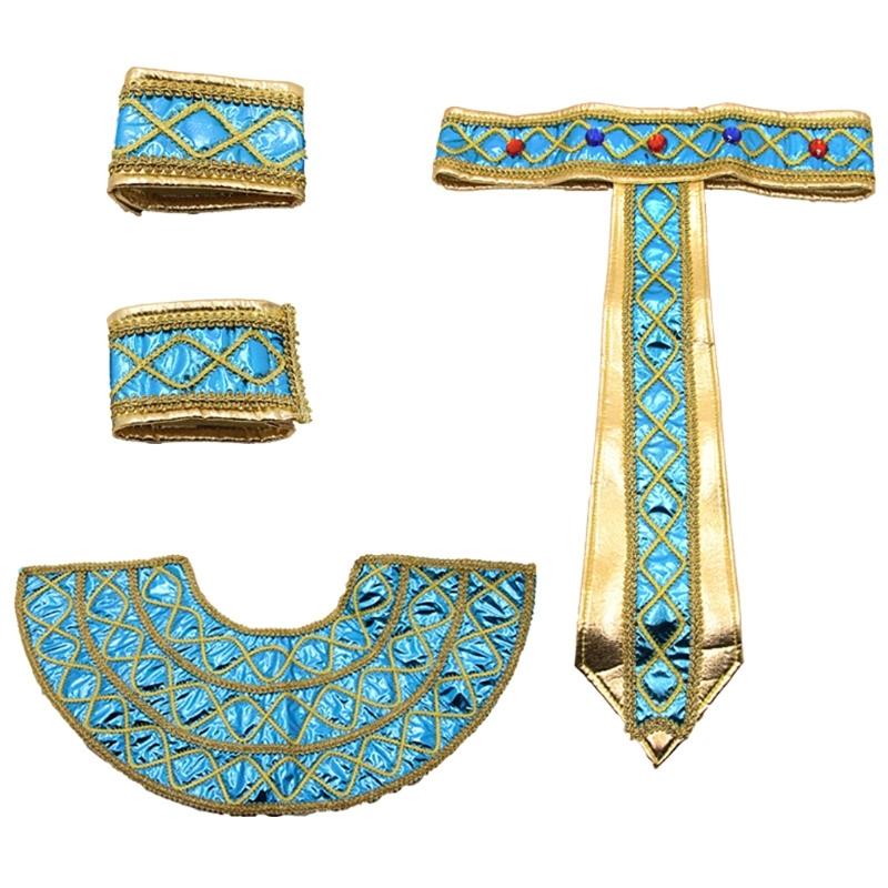 Аксессуары для костюма Египетского Фараона на Хэллоуин Головной убор Фараона Египетский Воротник Наручи Декор для Костюмированной Вечеринки