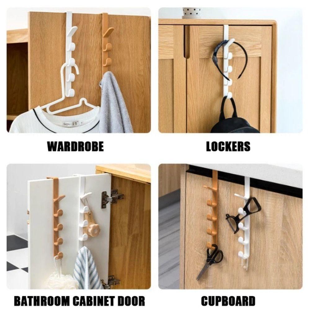 Wall-mounted Door Hanger Hooks 5 Hooks Hanging Rack New Door Hooks for Clothes Bag Caps Purse