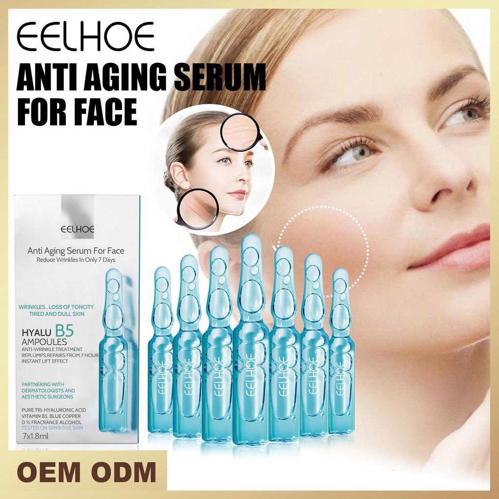 EELHOE 7 бутылок/набор, ампула с гиалуроновой кислотой, сыворотка для лица, сужающая поры, анти-никотинамид, отбеливающая, увлажняющая сыворотка против морщин