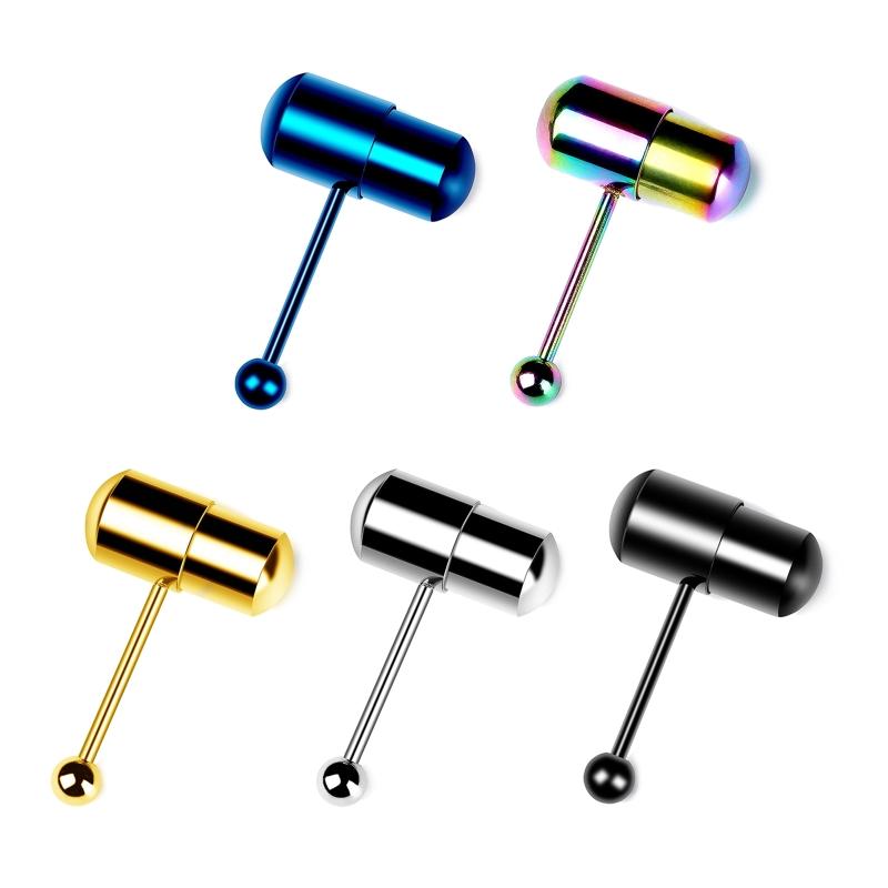 Vibrating Tongue Ring Mixed Colors Prickly Straight Barbells Body Piercing Jewelry Tongue Bar Stud for Women Men