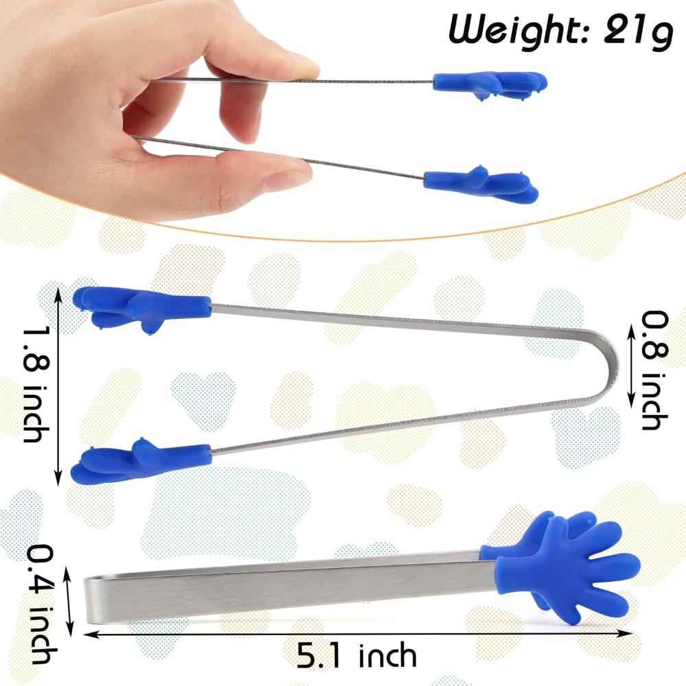 1PCS Small Food Tongs, Mini Stainless Steel Tongs with Silicone Tips, for Cooking Grilling BBQ Buffet, 5 Inch