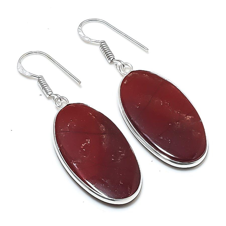 Натуральный камень Мукаит Серьги из стерлингового серебра 925 пробы 1,97" AEE-10771