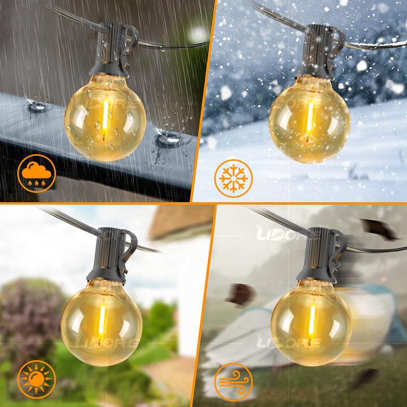 European standard 50 lights + 2 prepared bubble 30M g40 alloy wire light string Christmas and Halloween decoration waterproof outdoor camping atmosp