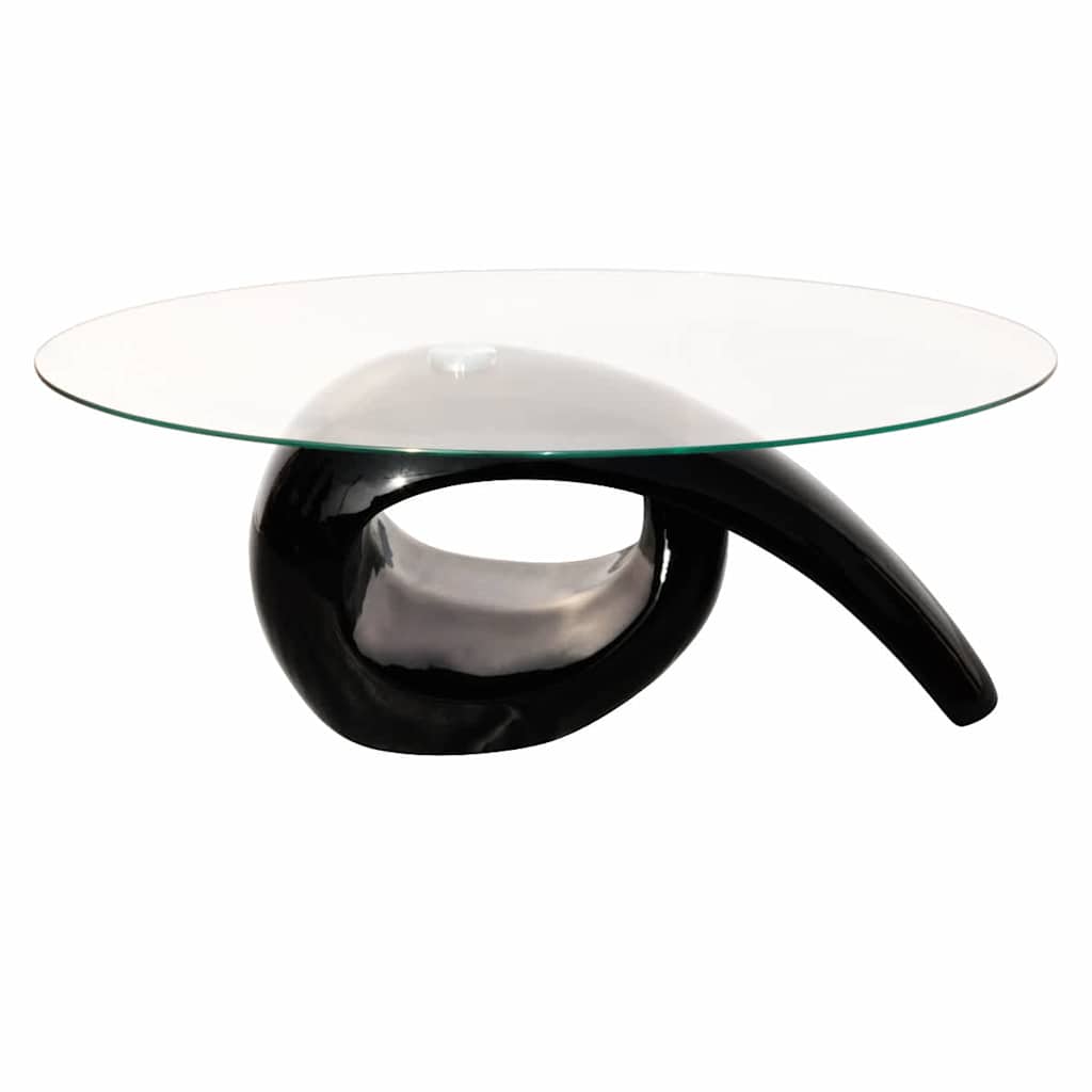 Oval Glass Coffee Table High Gloss Black