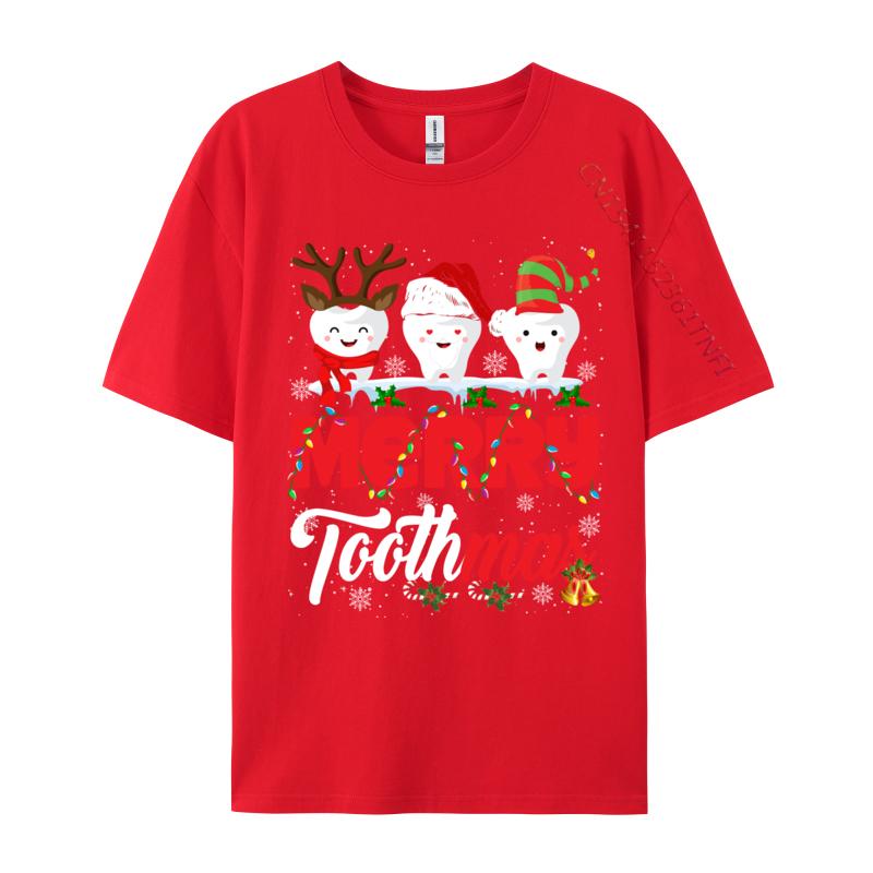 Merry Toothmas Cute Christmas Light Santa Elf Reindeer Tshirt Unisex No Days Off Funny 100 Cotton Round Neck Unisexs T Shirt
