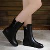 Зимние теплые женские ботинки на высоком каблуке с боковой молнией женские туфли черные женские ботинки на танкетке