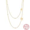 S925 Sterling Silver 26 Letter French Vintage Glossy Premium Letter Diamond Initial Necklace Clavicle Chain