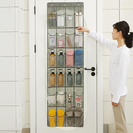 Наддверный органайзер для обуви 24 сетчатых кармана Наддверная обувная полка Дышащая подвесная сумка для хранения обуви, носков, игрушек