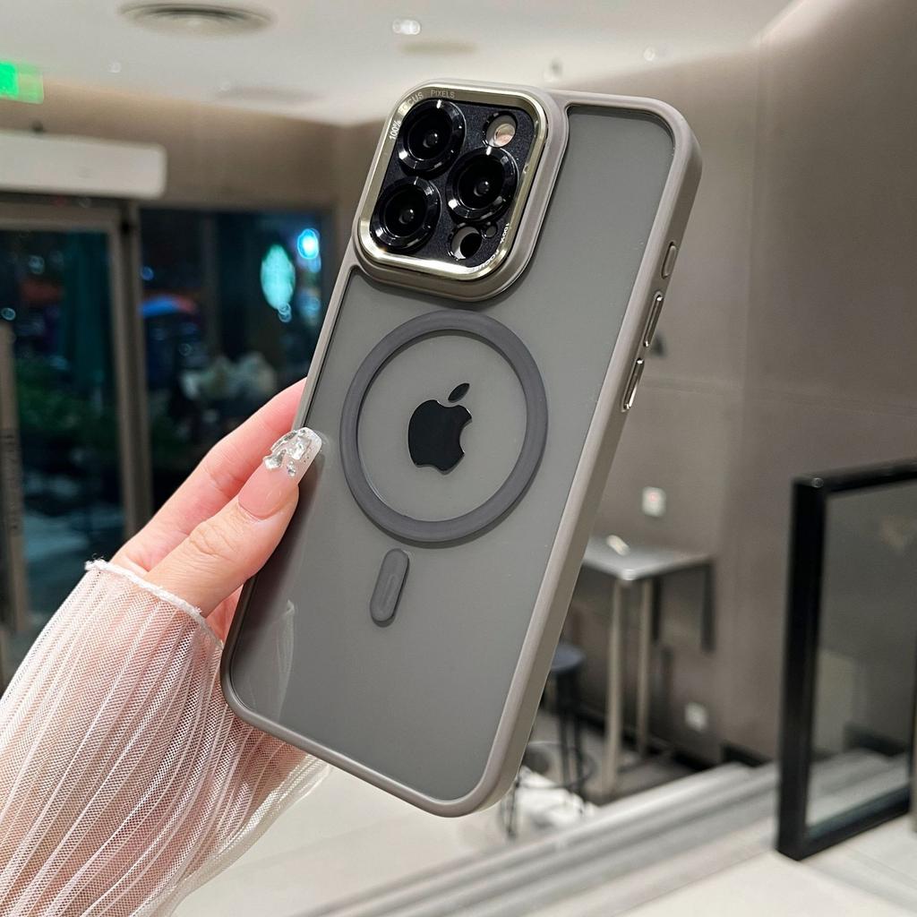 Подходит для Apple 16 Магнитный чехол для телефона с присоской Противоударный IPhone 15 Promax Металлическое кольцо для объектива 13 Защитный чехол с ощущением кожи