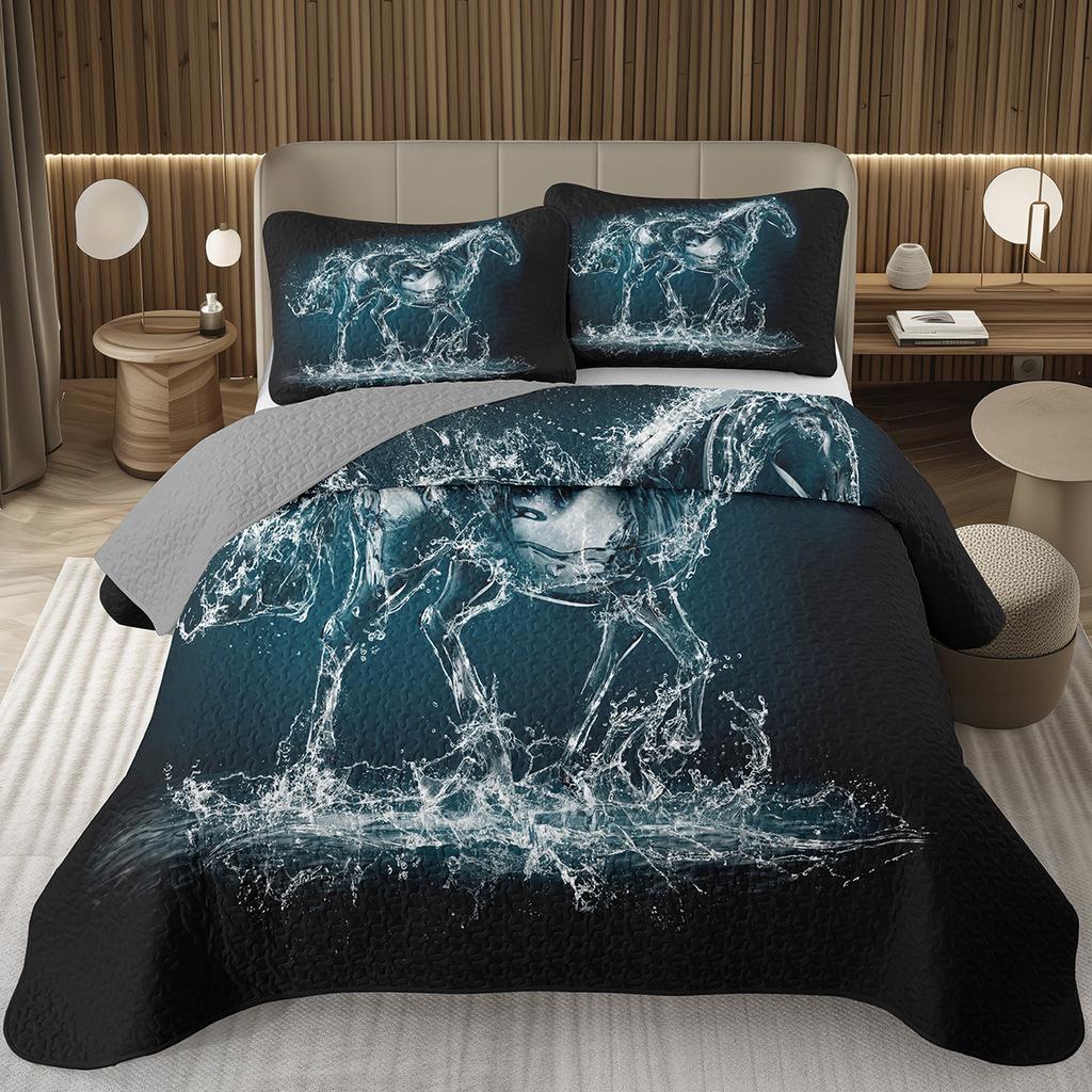 Покрывало Wild Horse Queen/Full с узором скачущих лошадей, стеганый комплект постельного белья, комплект покрывала с фермерскими животными, реверсивное, в деревенском стиле