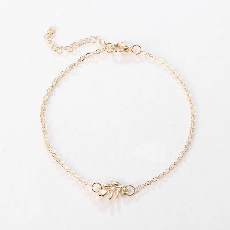 Модный летний браслет золотого и серебряного цвета с цепочкой в ​​виде листьев для женщин, богемная винтажная обувь, браслеты на ноги, женские украшения для ног, новинка 2021 года