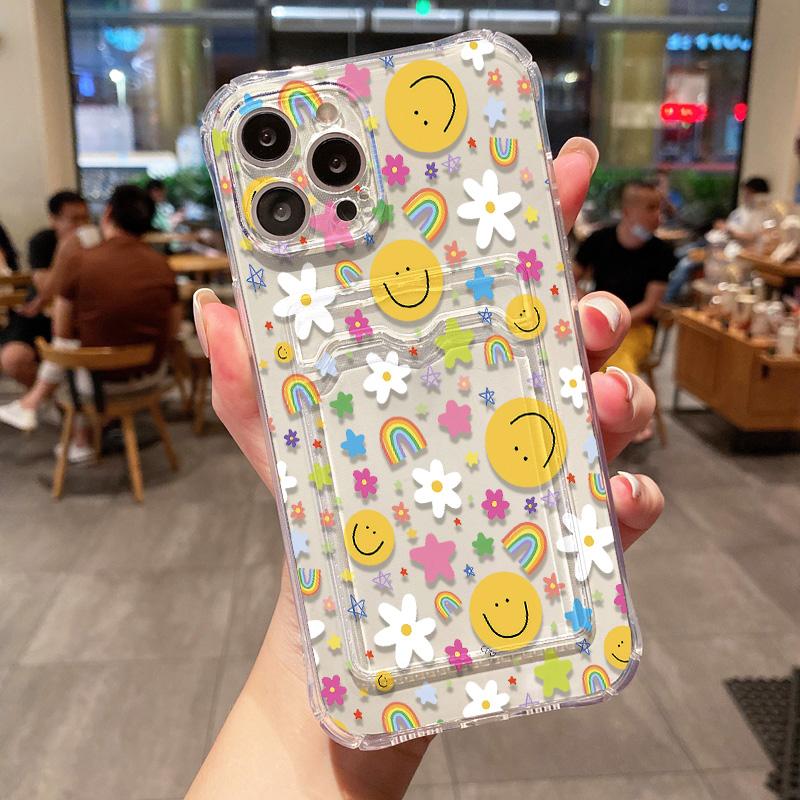 Чехол для телефона с держателем для карт Smile для iPhone 11 Fundas iPhone 13 16E 16 Pro Max14 15 12 XR X Xs 7 8 Plus SE противоударный мягкий чехол из ТПУ