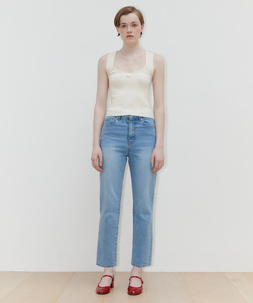 SINOON Scallop Punching Knit Sleeveless (Ivory)