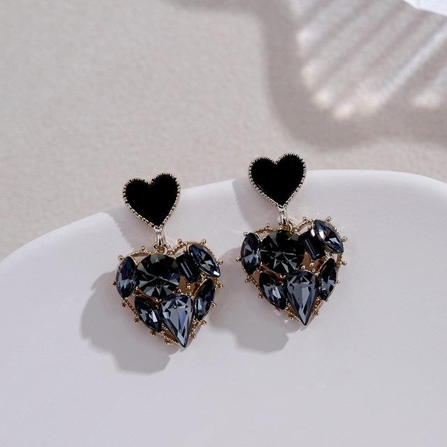 Новые серьги-гвоздики Love Pearl, серьги-гвоздики в форме сердца со стразами, жемчужные серьги для женщин и девушек, для вечеринок, для индивидуальности, темперамента, ювелирные изделия в подарок