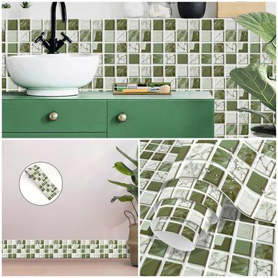 Роскошная зеленая кирпичная мозаика плинтус угловой настенный стикер ванная офис стекло линия талии домашний декор водонепроницаемый напольный волновод художественные обои