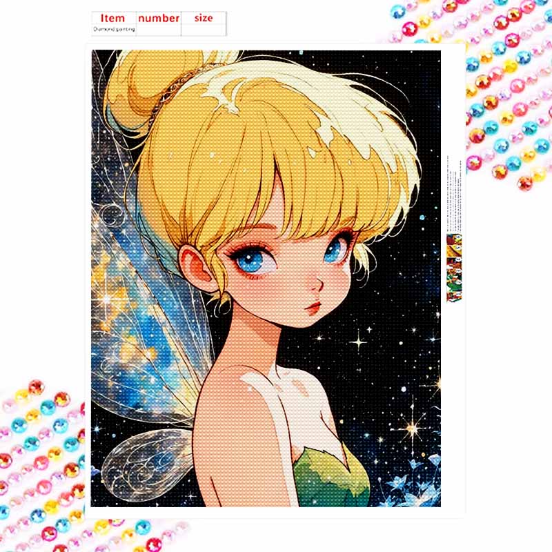 Disney Diamond Art Painting Kit Tinker Bell Diamond Mosaic Pictures, Wall Art Crafts, Home Decor