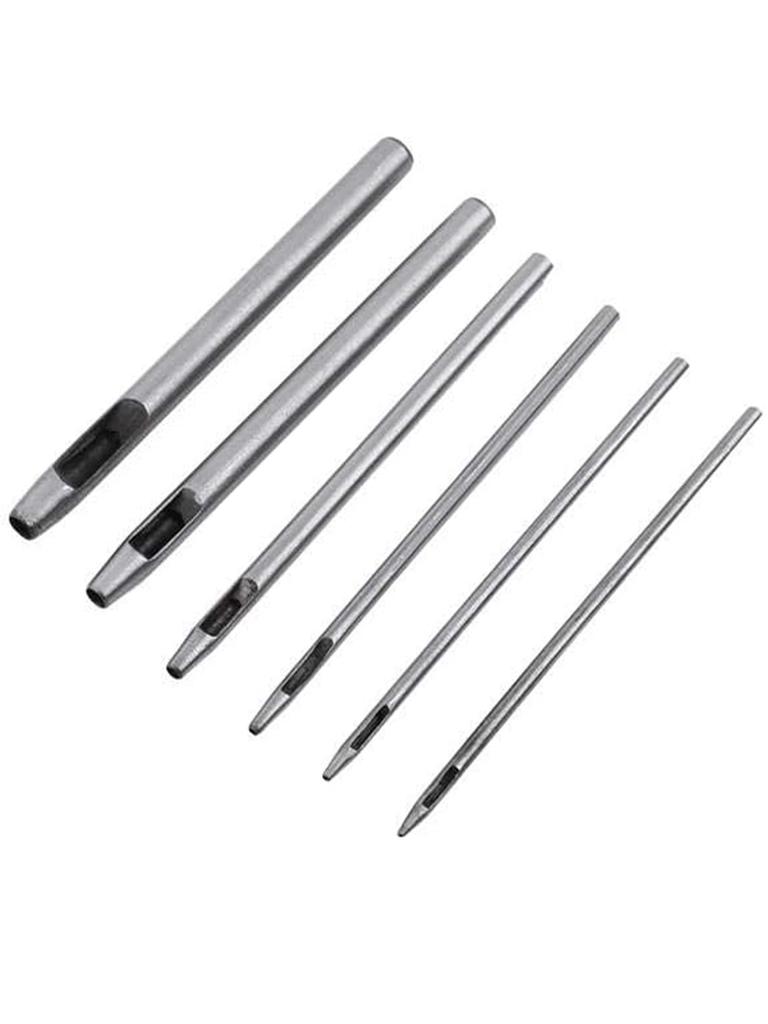 Leather Round Hole Hollow Punch Set Puncher Cutter Tool Craft Working Kit for Watch Bands Fabric Gasket Belts 1-5mm 6Pcs