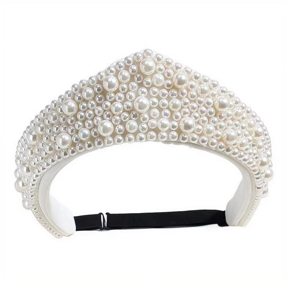 Elastic Straps Pearl Headband Rhinestone Rhinestone Hair Band Bridal Hair Hoop Valentine's Day