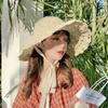 Соломенная шляпа с кружевным ремешком и бантом, складная, литературная, модная, рыбацкая шляпа, ручная работа, большие поля, шляпа от солнца для женщин