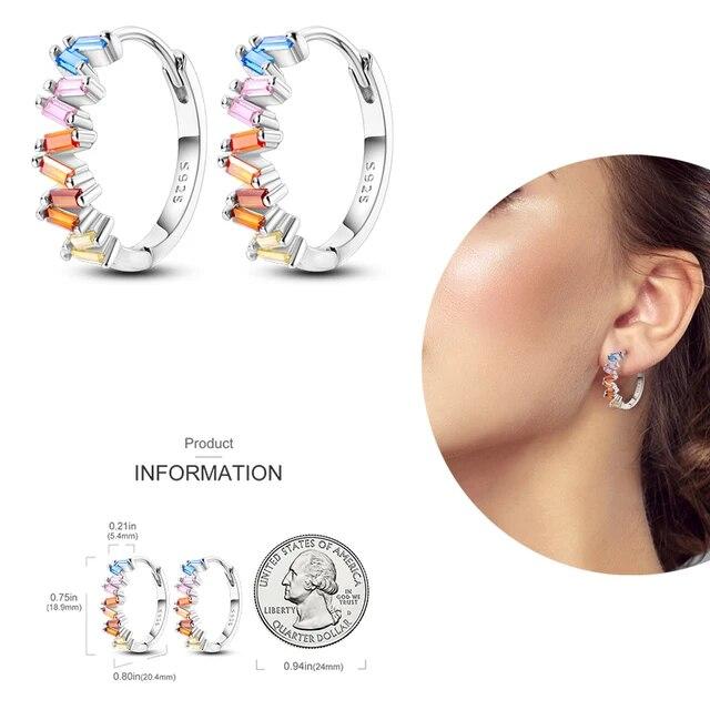 Серьги-кольца из серебра 925 пробы для женщин, сверкающие серьги с фианитом U-образной формы, роскошные обручальные свадебные серьги с перьями звезды и луны