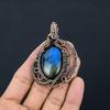 Labradorite Pendant, Handmade Gemstone 999 Copper Wire Wrapped Pendant Antique Jewelry, For Gift Silver Jewelry
