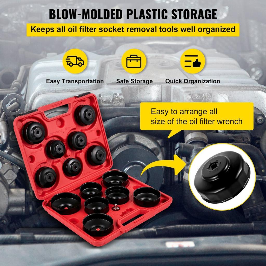 Oil Filter Socket Set Cup Socket Tool Set 15PCS Oil Filter Cap Wrench