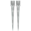 VidaXL Ground Stakes 2 Pcs Silver 12x12x89 Cm Galvanized Steel