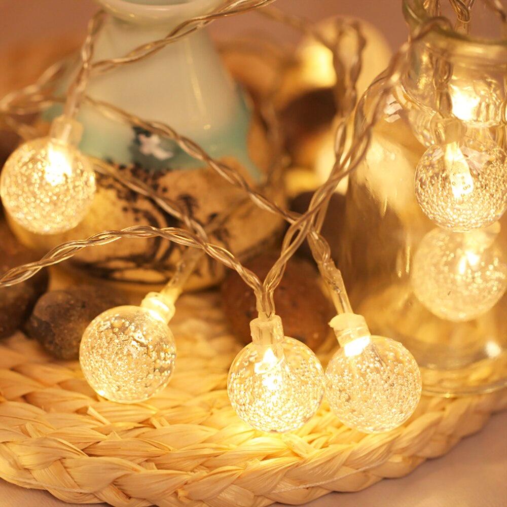 5M 10M 100LEDs LED String Lights Fairy Bubble Ball Lamp Holiday Lighting Garland AAA Battery Indoor For Christmas Wedding Decoration