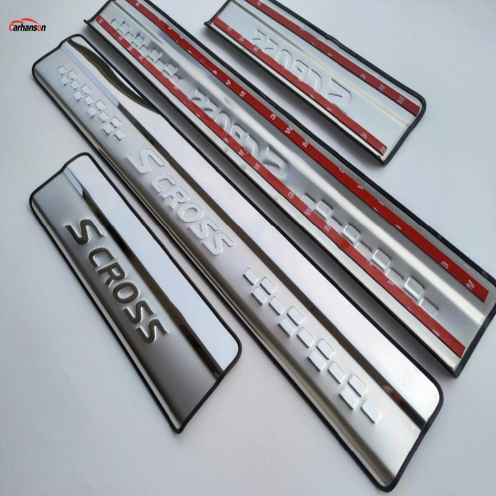Car Styling For Suzuki Sx4 2014- Accessories Scross S-Cross S Cross Stainless Door Sill Protector Pedal Plate Cover