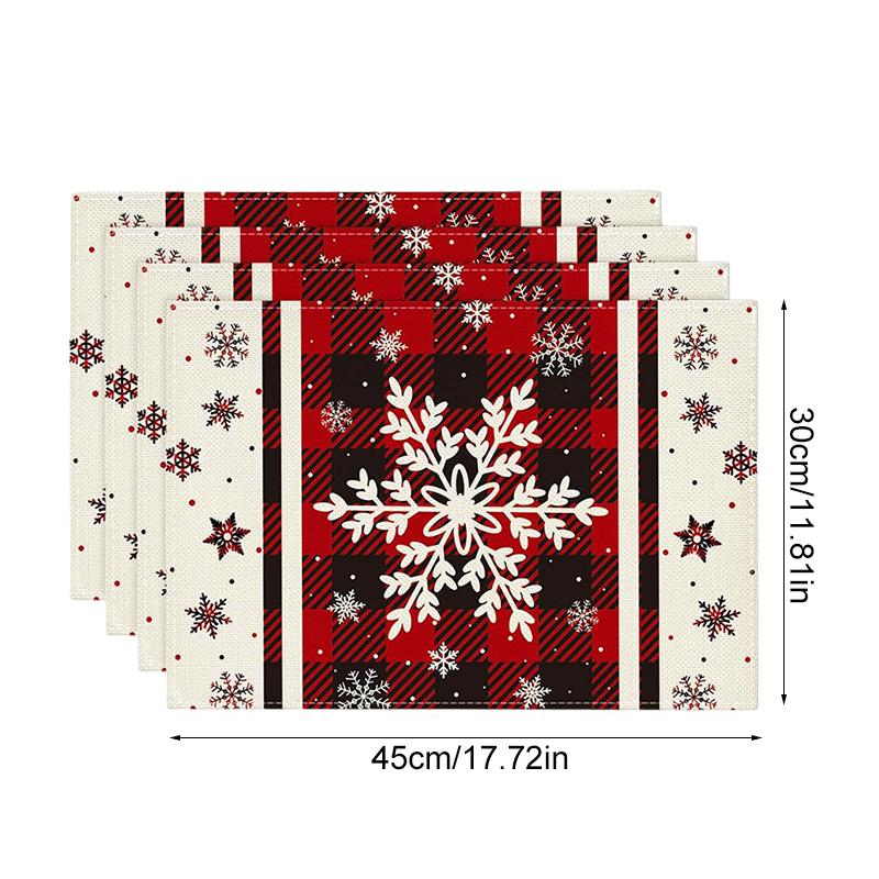 1PC Rectangular Festive Christmas Placemats Modern Home Use Table Mats Holiday Red Kitchen Printed Party Linen Dining 3 Styles