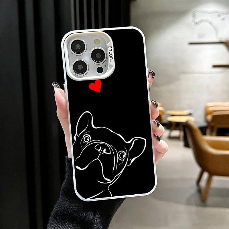 Французский бульдог Черный дизайн Мягкий чехол для телефона для iPhone 15 16 17 Pro Max 17Air 16E 14 Plus 13 12 Mini Ударопрочный чехол Задняя панель