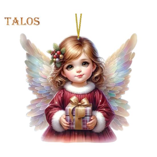 Украшение на рождественскую елку с шнурком, легко повесить 2D подвеску в виде маленькой девочки-ангела на сумку для автомобиля, брелок, украшение