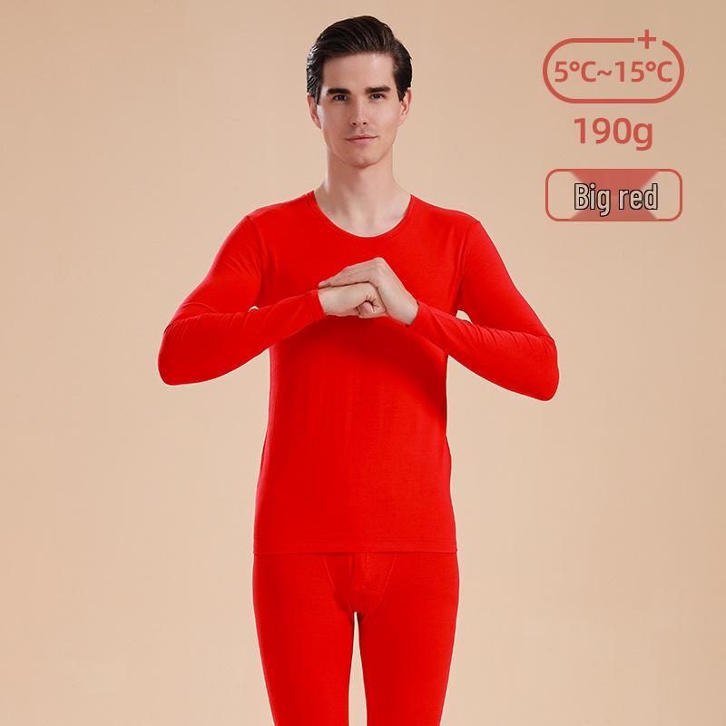 Унисекс Хлопковый Комплект Теплого Белья Облегающего Кроя с Круглым Вырезом - Большой Размер, Осень/Зима