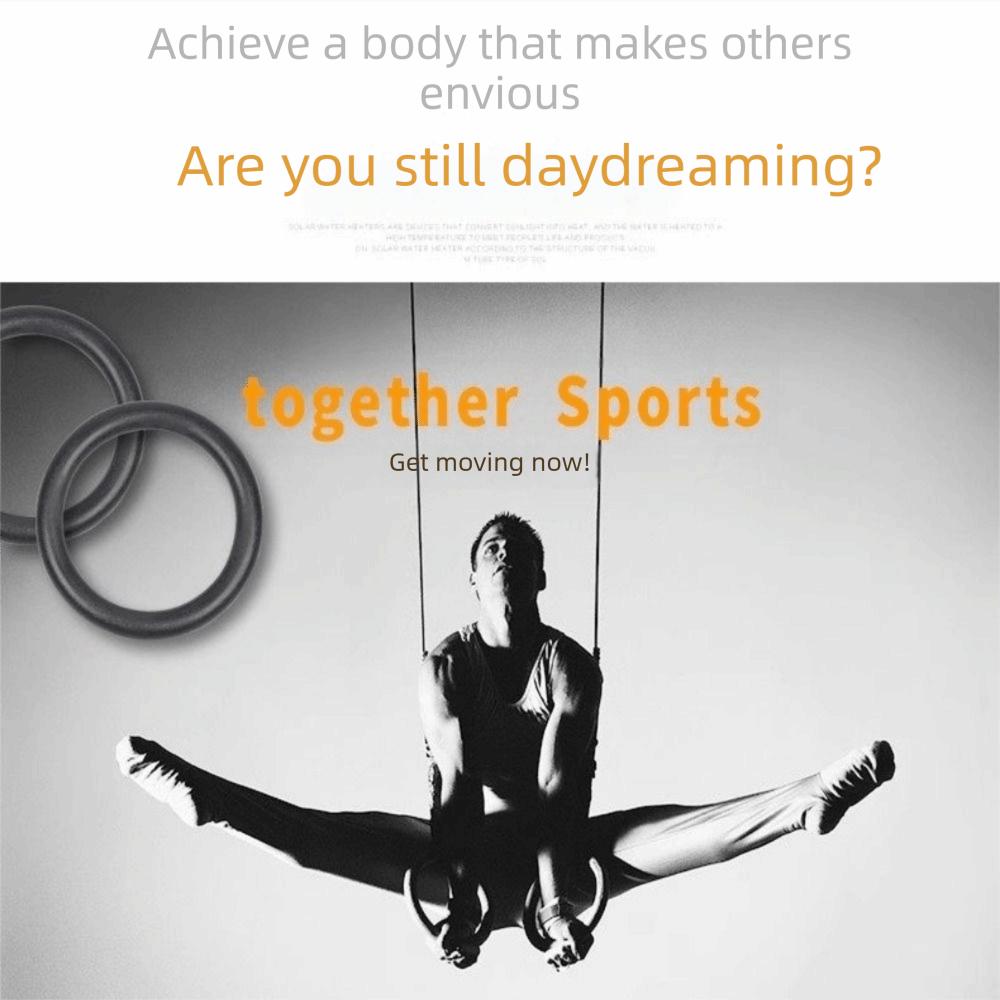 2Pcs Heavy Duty Gym Hanging Rings Solid Wood Pull Up Workout Rings Fitness Hoop Full Body Workout