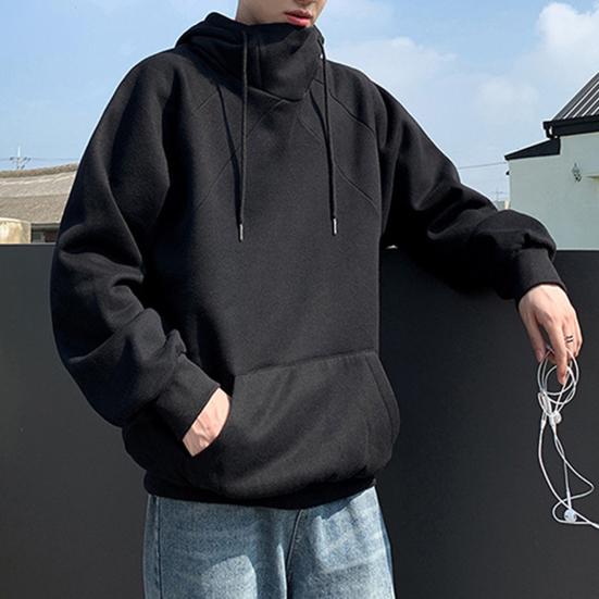 Толстовка на шнурке, свободная, толстая, накладной карман, с длинным рукавом, повседневный пуловер с капюшоном, повседневная толстовка средней длины, эластичная манжета сверху