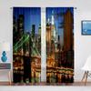 США Пейзаж мост и здания Ночной вид Тюль Шторы для гостиной Спальня Кухня Окно Шифоновые прозрачные шторы Жалюзи