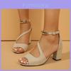 Summer Platform Open Toe Sandals With Buckle For Women Featuring Suede Material And Chunky Mid Heel