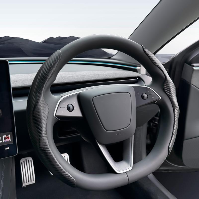 Для Tesla Model 3/Y Highland Juniper Чехол на руль Углеродное волокно Кожа Анти-мех Спортивный руль Автоаксессуары